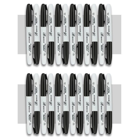 Permanent Markers, Pack of 24 Black Permanent Markers, Fine Point, Waterproof - Picture 1 of 5